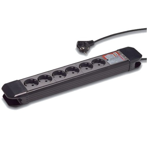 Famatel Produžni kabl 6 utičnica, 1.5m, prekidač, crni, 1.5mm² - 23612