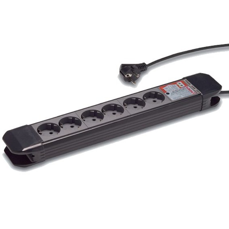 Famatel Produžni kabl 6 utičnica, 1.5m, prekidač, crni, 1.5mm² - 23612