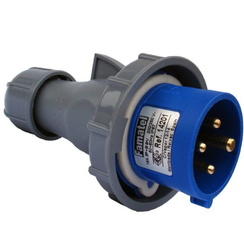 Famatel Utikač 16A, 220-240V, 3 polni (3P+T), H9,IP67 - 14201