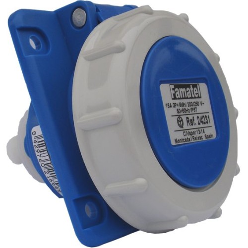 Famatel Utičnica zidna 10°, 16A, 220-240V, 3 polna (3P+T), H9, IP67 - 24231