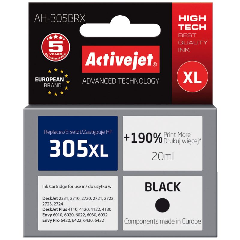 Activejet Tinta za printer, HP 305XL, crna, zapremina 20 ml. - AH-305BRX