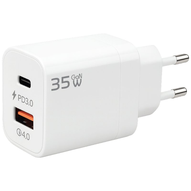 REDLINE Punjač kućni, 1 x USB-A, 1 x USB-C, brzi, 35W, GaN - GL-35W-AC