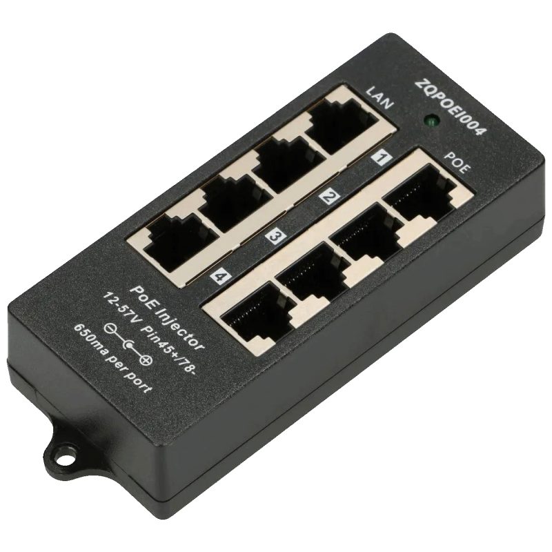Extralink PoE Injector sa 4 100Mb/s RJ45 porta, pasivni - 4 Port PoE Injector