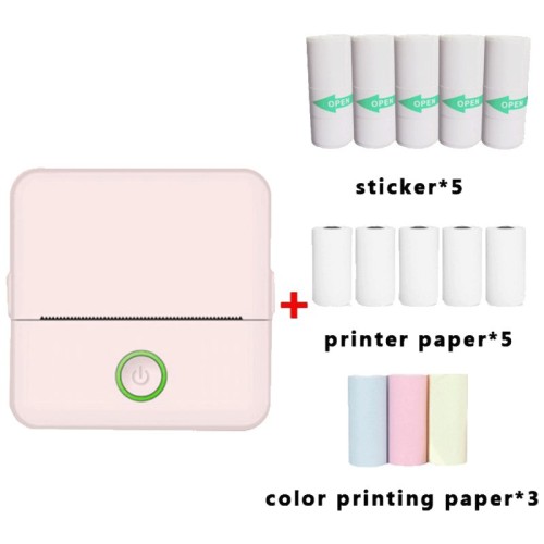 NN-Su Printer, mobilni , Zero INK, Bluetooth, set - X6 Mini Printer,set,Bluetooth,Pink