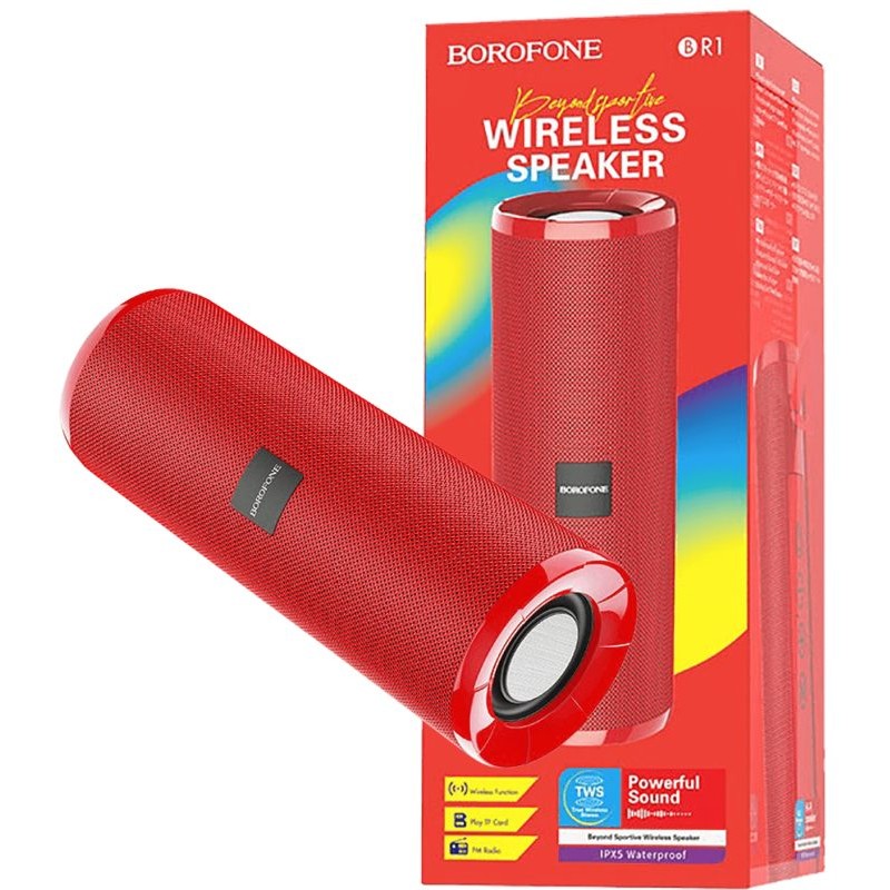 Borofone Zvučnik bežični, Bluetooth, 1200 mAh, 3 h, crvena - BR1 Beyond Red
