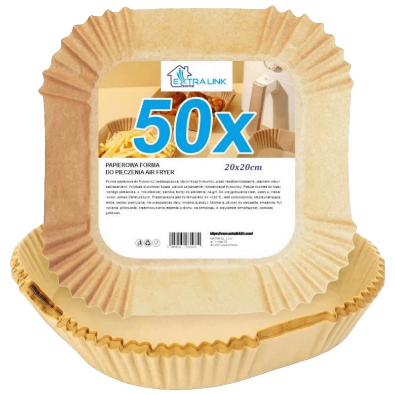 Extralink Papir za pečenje za friteze na vrući zrak, 20x20 cm, 50 kom. - Paper Liners for Air Fryers 50pcs