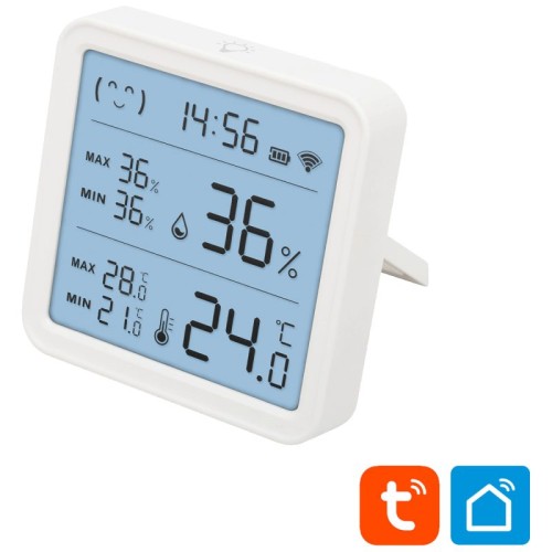 home Pametni mjerač temperature i vlažnosti, LCD, sat - HSTHC
