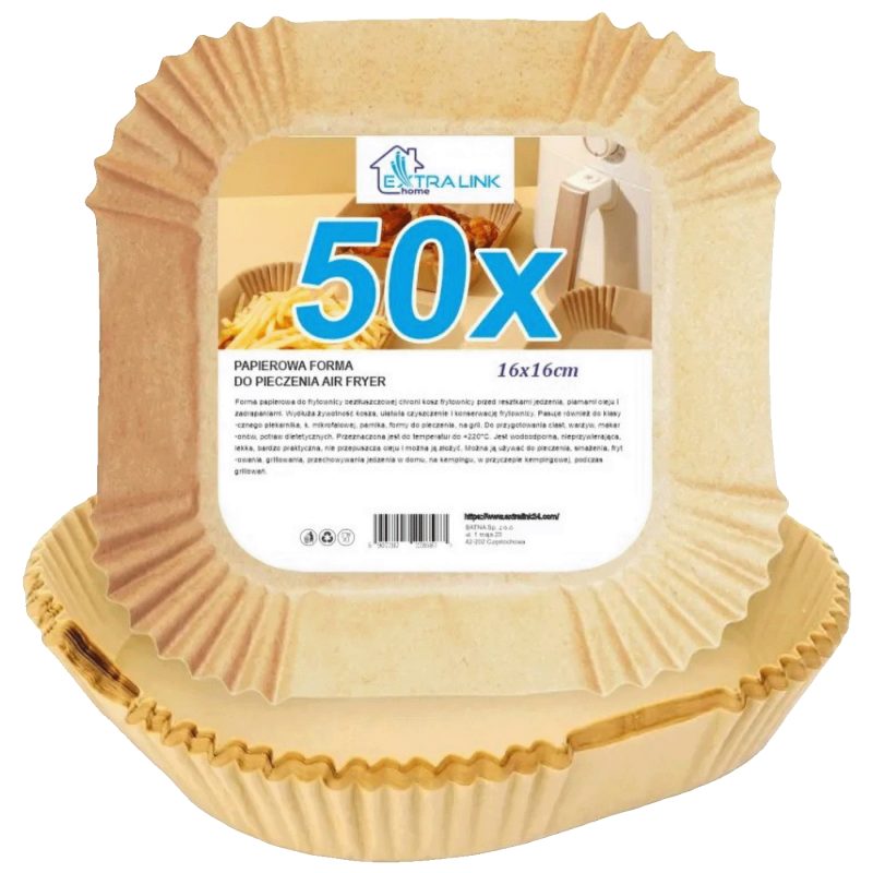 Extralink Papir za pečenje za friteze na vrući zrak,16x16 cm,50 kom. - Paper Liners for Air Fryers 50pcs