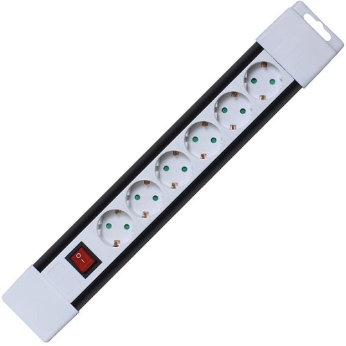 home Produžni kabl, 6 utičnica, prekidač, 1,0mm², 2 met, bijeli - PNV 06K/WH