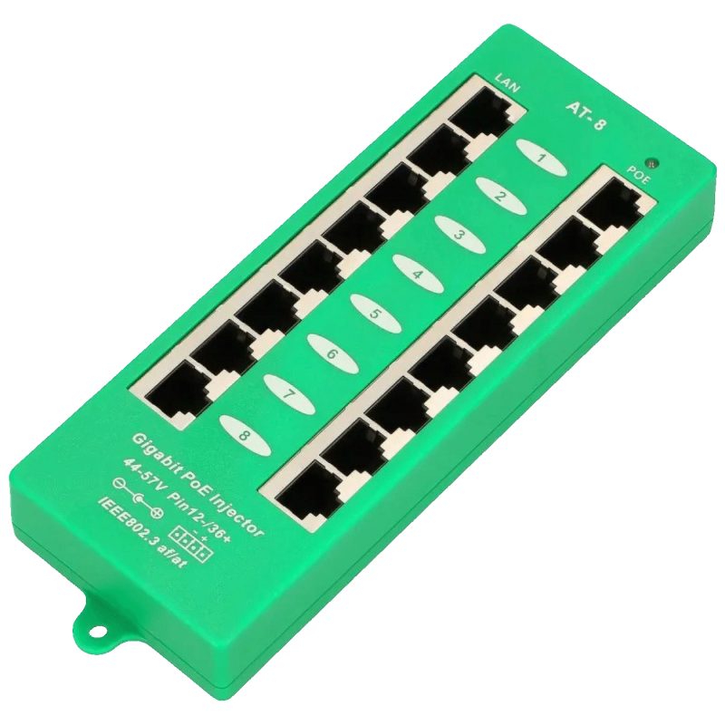 Extralink PoE Injector sa 8 Gigabit 802.3at/af porta, Mode A, aktivni - 8 Port Gigabit PoE Injector