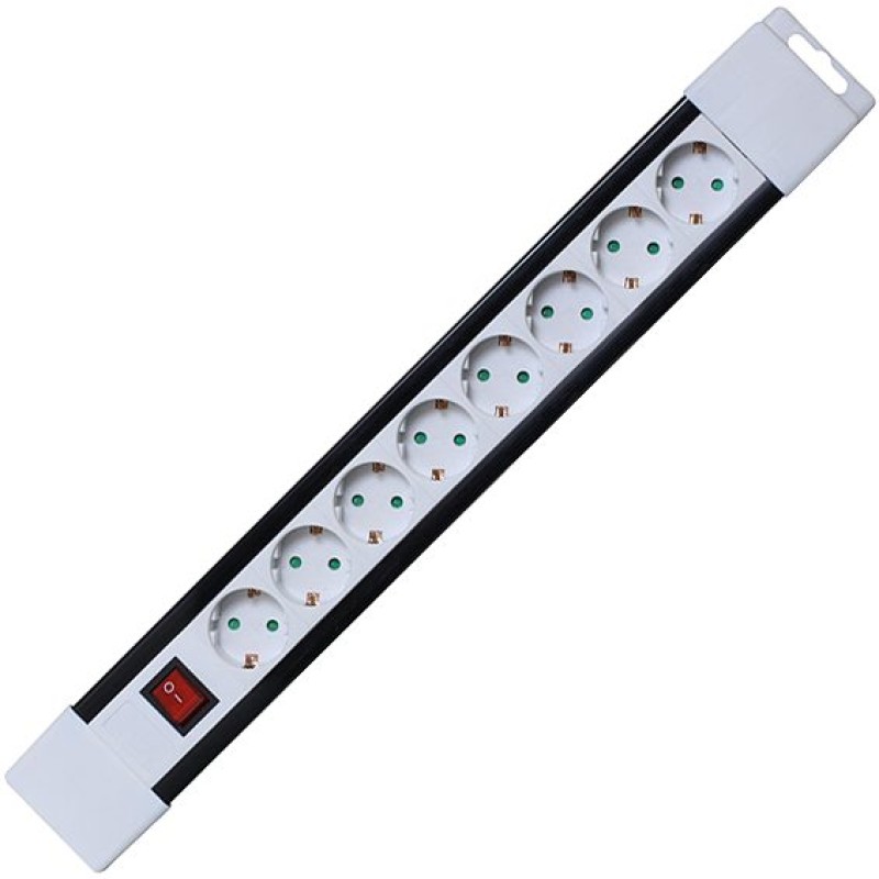 home Produžni kabl, 8 utičnica, prekidač, 1,0mm², 2 met, bijeli - PNV 08K/WH