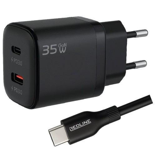REDLINE Punjač sa USB-C kablom, 2 x USB-C, 35W - GL35CC+CC1M(60W)