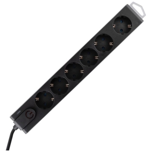 home Produžni kabl sa zaštitom, 6 utičnica, 1.5 mm², 3 met - NVT 6K-3/BK