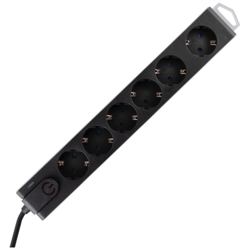 home Produžni kabl sa zaštitom, 6 utičnica, 1.5 mm², 3 met - NVT 6K-3/BK