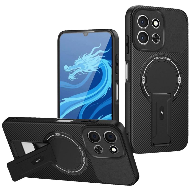 NN-Su Maska za Redmi 15C, Carbon Fiber Texture, MagSafe, stalak - Redmi 15C MagSafe Phone Case