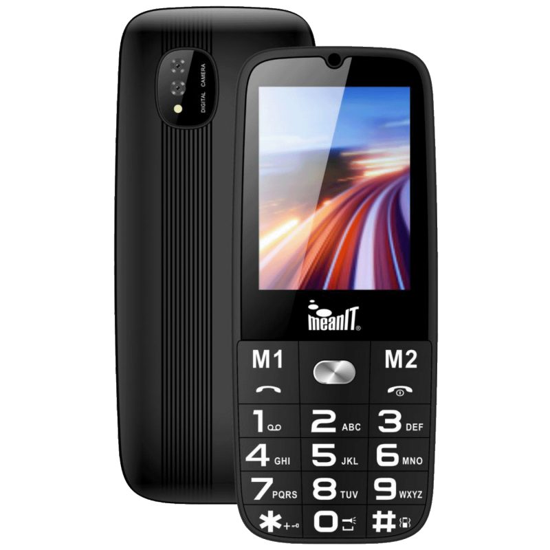 MeanIT Telefon mobilni, SOS tipka, LED svjetiljka - SENIOR 15, Crni