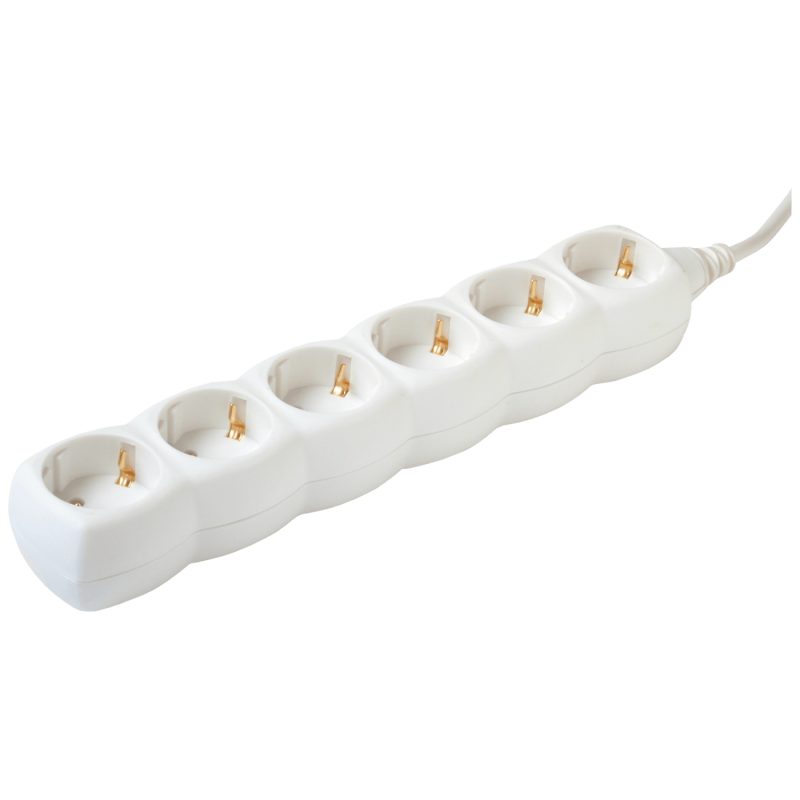 home Produžni kabl, 6 utičnice, 1.5mm², 3 met, bijeli - NV 6-3/WH/1,5