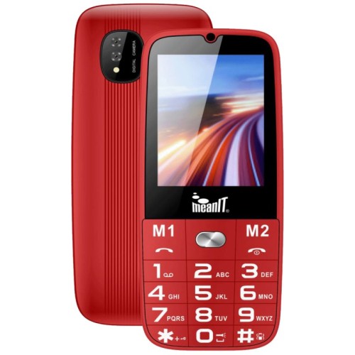 MeanIT Telefon mobilni, SOS tipka, LED svjetiljka - SENIOR 15, Crveni