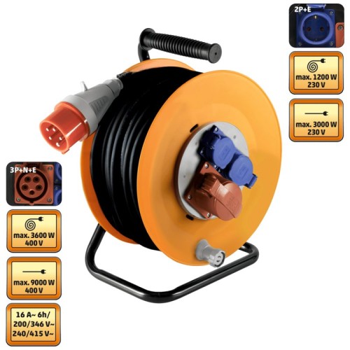 home Motalica za kabl, 25 met., H07RN-F, 5 x 2.5 mm², IP44 - HJR 400-25