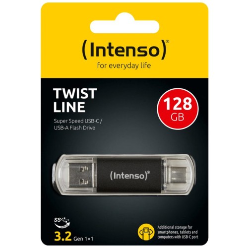 Intenso USB Flash drive 128GB, USB 3.2, USB-C, USB-A, Twist Line - USB3.2-128GB/Twist Line
