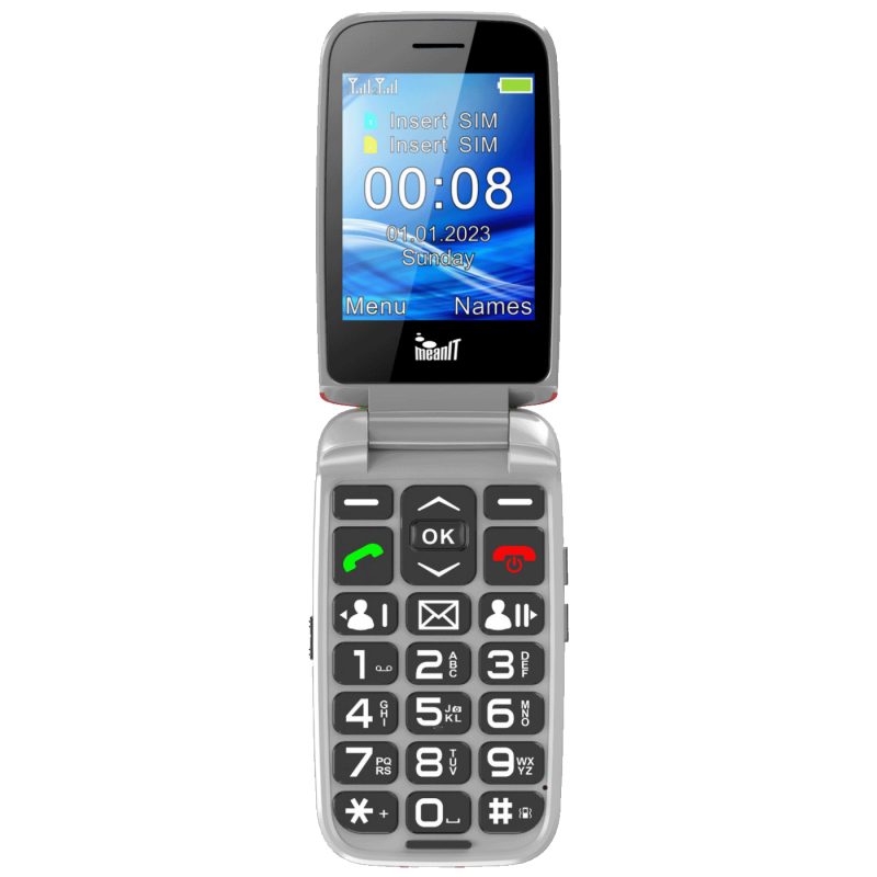 MeanIT Telefon mobilni, 2.8" ekran, Dual SIM, SOS tipka - SENIOR FLIP MAX Red