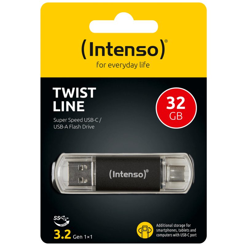 Intenso USB Flash drive 32GB, USB 3.2, USB-C, USB-A, Twist Line - USB3.2-32GB/Twist Line