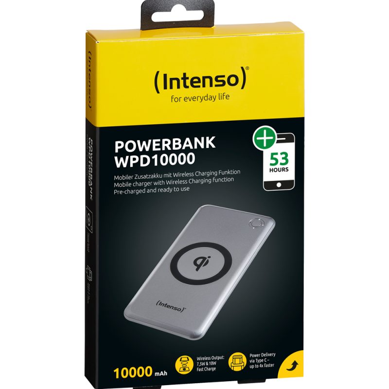 Intenso Prijenosni punjač za mobitele i tablete 10000mAh, bežični - POWERBANK WPD10000 silver