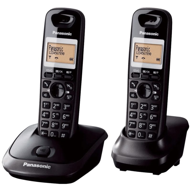 Panasonic Telefon, bežični, sa dvije slušalice, DECT, 1,4"LCD, crna - KX-TG2512FXT