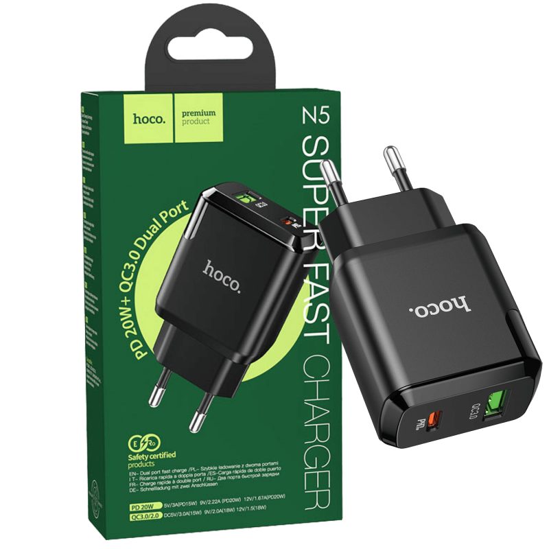 hoco. Punjač kućni, brzi, PD 20W, QC3.0 18W - N5 Favor Black