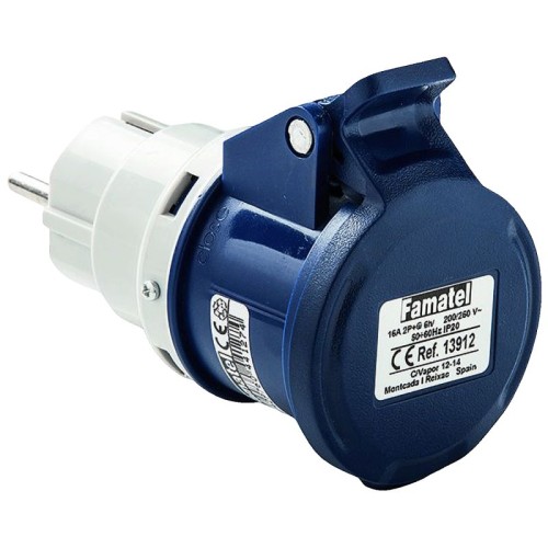 Famatel Industrijski adapter za utikač 2P+T/schuko utičnica 16A,IP20 - 13912