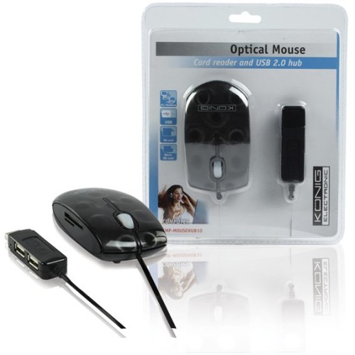 Konig Optički miš 800dpi + 2 x USB HUB i čitačem kartica - CMP-MOUSE HUB10