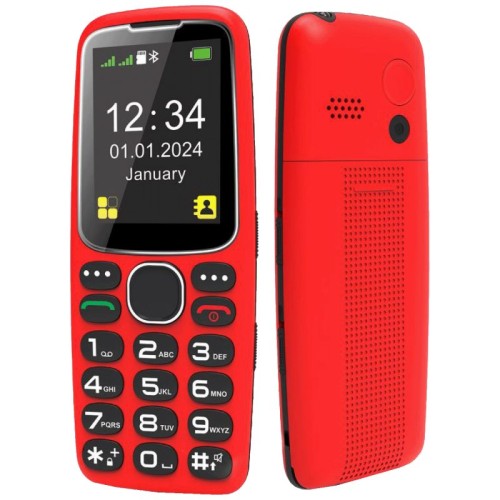 MeanIT Telefon mobilni, 2.4" zaslon, SOS tipka, crveni - SENIOR 10 Plus, Crveni