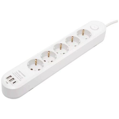 home Produžni kabl, 5 utičnica, 1.5mm², USB, 3 met. - NV5K3USBC