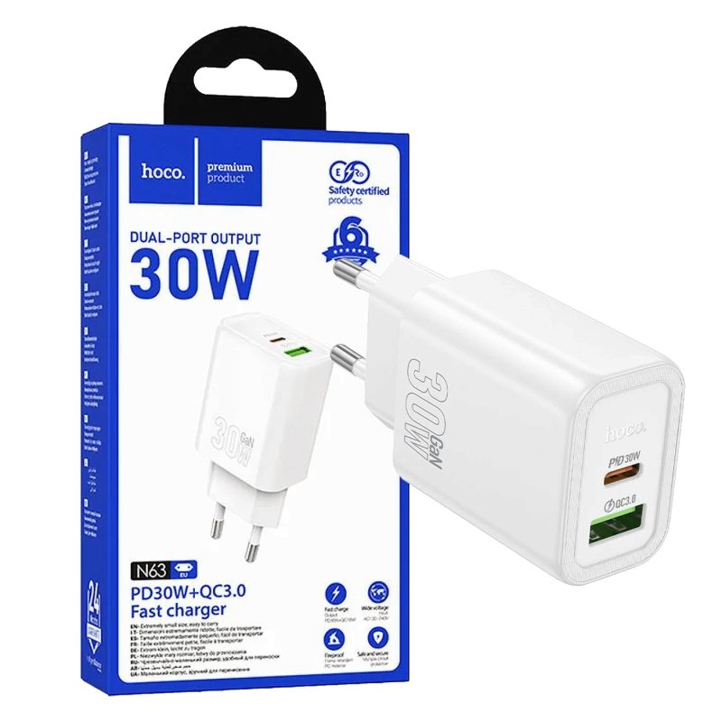 hoco. Punjač kućni, brzi, PD30W + QC3.0 - N63 Gentle