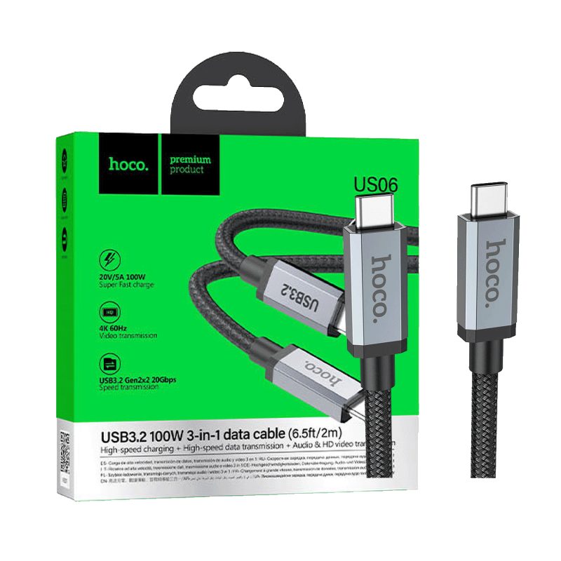 hoco. USB kabl za smartphone, 100W, US06, USB3.2 type C, 2 met. - US06 2M