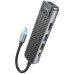 hoco. Konverter USB HUB type C to USB3.0/USB2.0/HDMI/RJ45/PD - HB23 Easy view