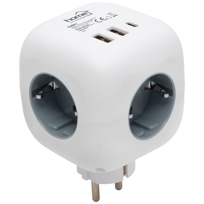 home Strujni razdjeljnik sa 3 utičnice, 3 x USB, kocka - CUBE1