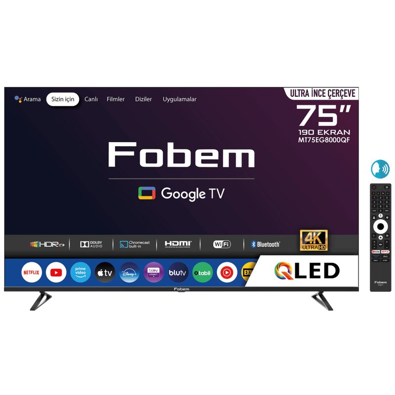 Fobem Televizor Smart QLED 4K UltraHD 75", Google TV - MT75EG8000QF