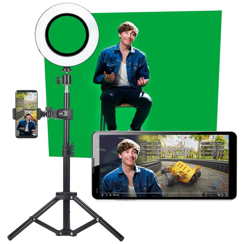 Easypix Photo studio, LED svjetlo, tripod, mikrofon, zelena pozadina - MyStudio Studio Kit