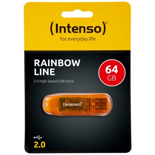 Intenso USB Flash drive 64GB Hi-Speed USB 2.0, Rainbow Line, ORANGE - USB2.0-64GB/Rainbow