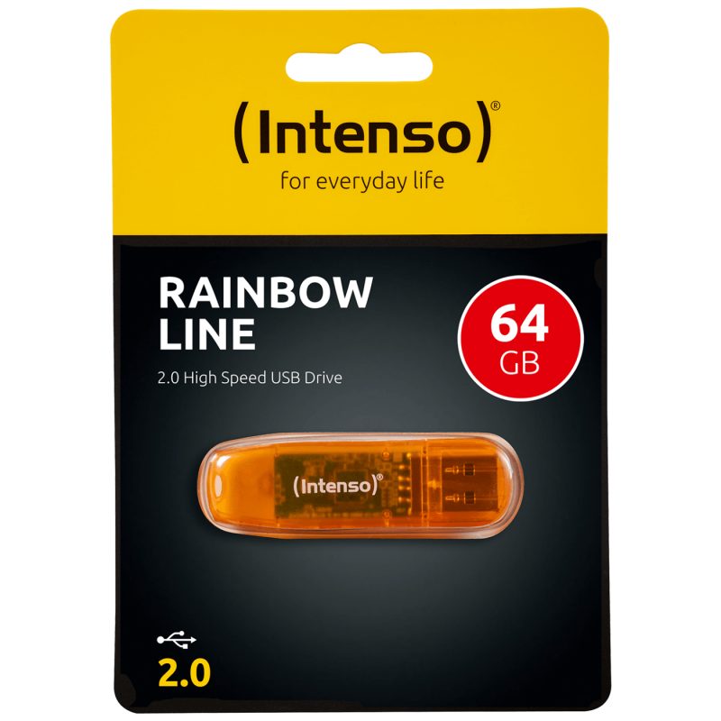 Intenso USB Flash drive 64GB Hi-Speed USB 2.0, Rainbow Line, ORANGE - USB2.0-64GB/Rainbow