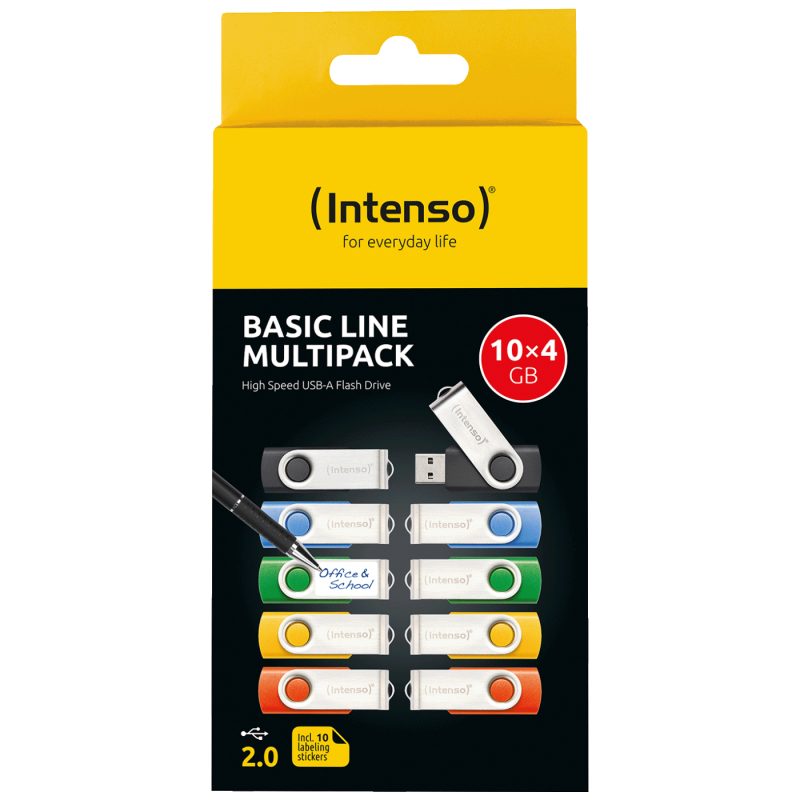 Intenso USB Flash Drive 4GB Hi-Speed, Basic Line, pakiranje 10 kom. - USB 2.0-10x4GB/Basic Line Multipack