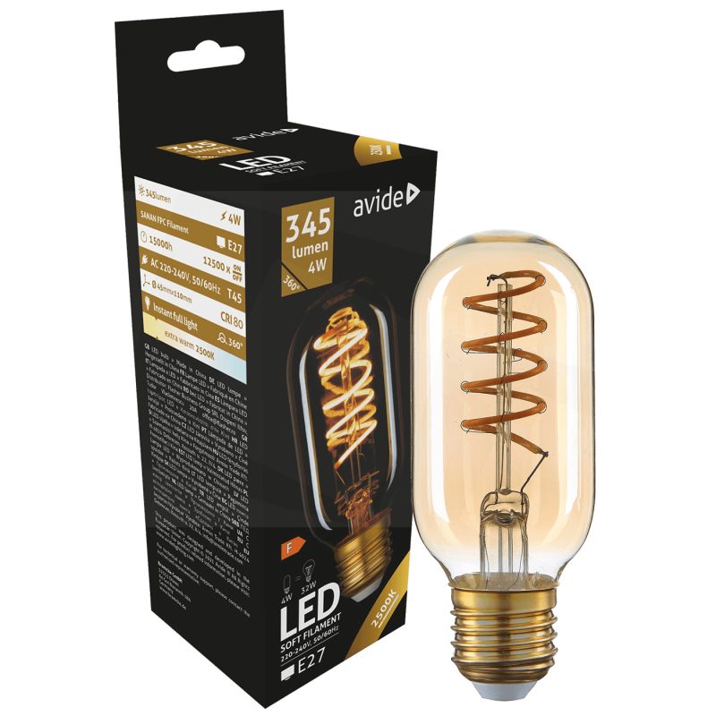 Avide Sijalica, LED 4W, E27, 2700K, 360°, 230V AC, toplo bijela - T45 4W E27