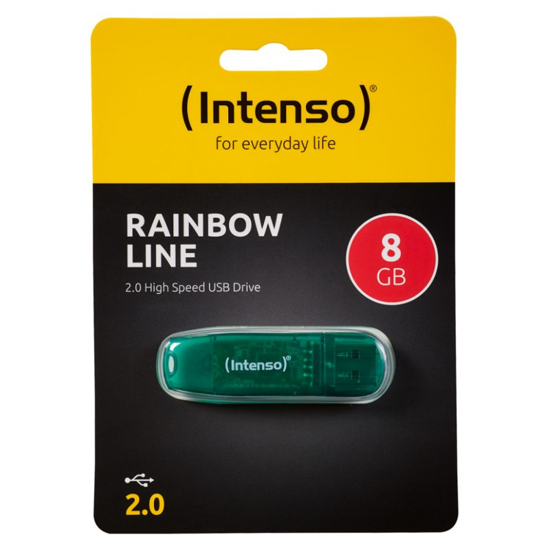 Intenso USB Flash drive 8GB Hi-Speed USB 2.0, Rainbow Line, ZELENI - USB2.0-8GB/Rainbow