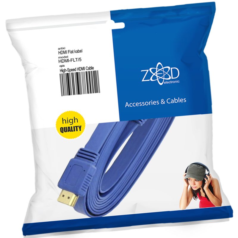 ZED electronic HDMI kabl, plosnati, 5.0 met, ver. 2.0, 3D, Ethernet - HDMI-FLT/5