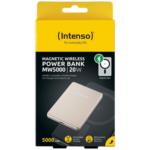 Intenso Prijenosni punjač, MagSafe, 5000mAh, bežični, Champagne - POWERBANK MW5000 Champagne