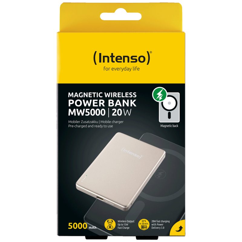 Intenso Prijenosni punjač, MagSafe, 5000mAh, bežični, Champagne - POWERBANK MW5000 Champagne