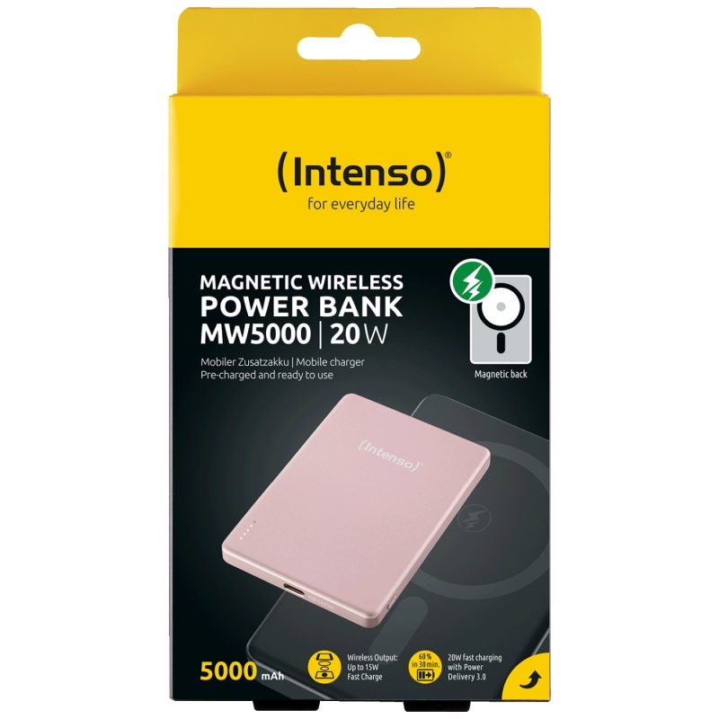 Intenso Prijenosni punjač, MagSafe, 5000mAh, bežični, Rose - POWERBANK MW5000 Rose