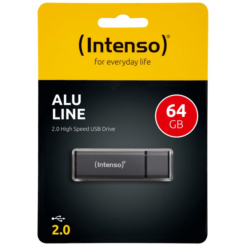 Intenso USB Flash drive 64GB Hi-Speed USB 2.0, ALU Line - USB2.0-64GB/Alu-a