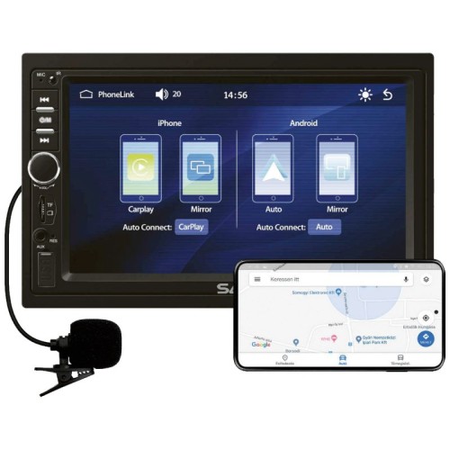 SAL Auto radio, 4 x 45W, 7" LCD Display, BT, USB, microSD - VBX910